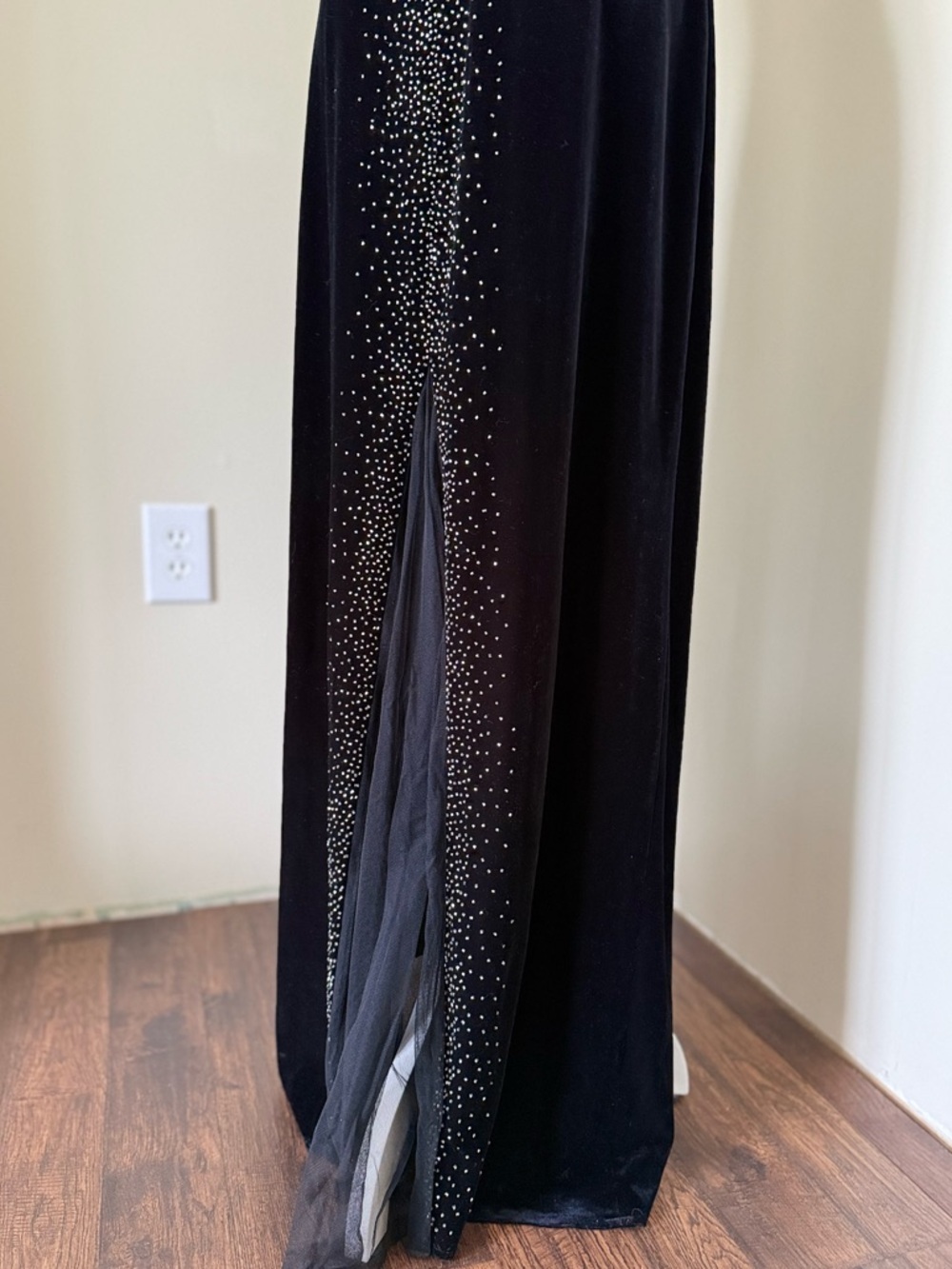 Vintage Dave & Johnny Laura Ryner Black Velvet Maxi Dress w Embellishments Y2K - Picture 5 of 14